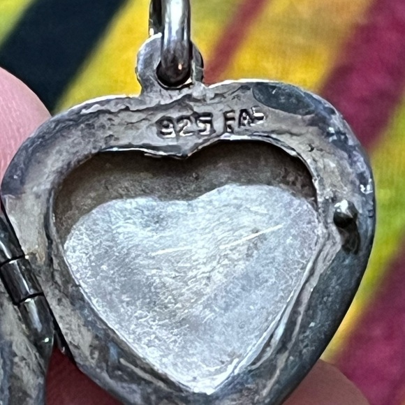 VTG Whimsigoth Black Onyx Sterling Silver 925 Heart Locket Pendant - Picture 6 of 6
